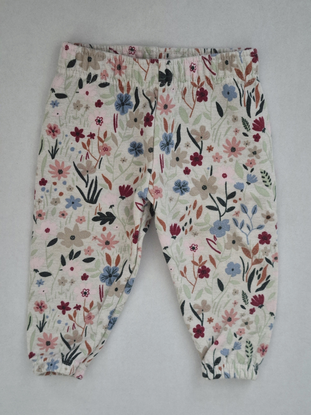 12M Floral Fleece-Lined Baby Pants Off-white 12 Months Toddler